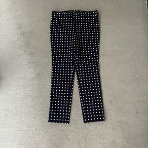 Lauren Ralph Lauren Pants 8 Navy White Polka Dot Slim Fit Stretch Career